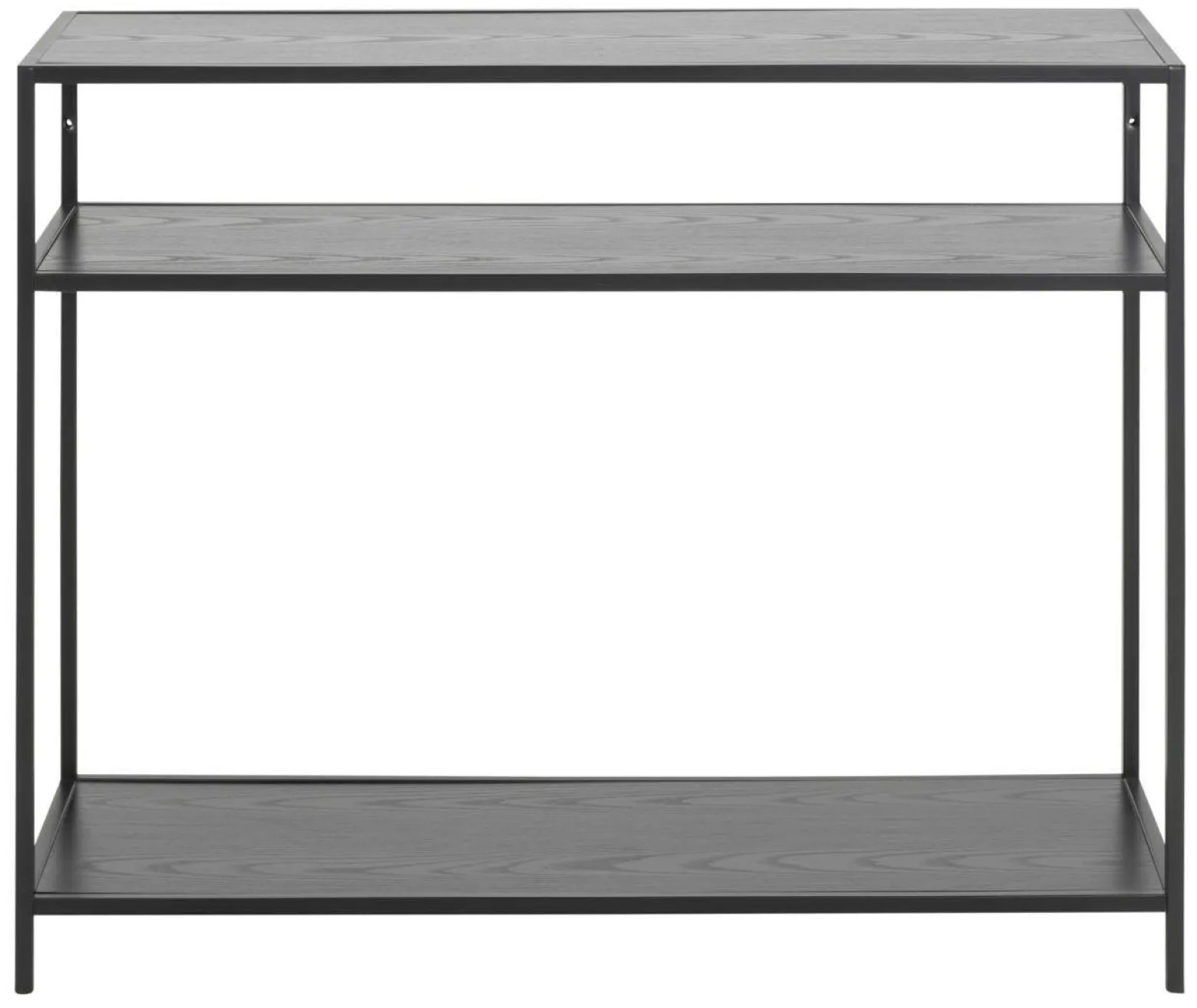 KONSOLA Seaford czarna 3 PÓŁKI Z MDF metalowa konstrukcja