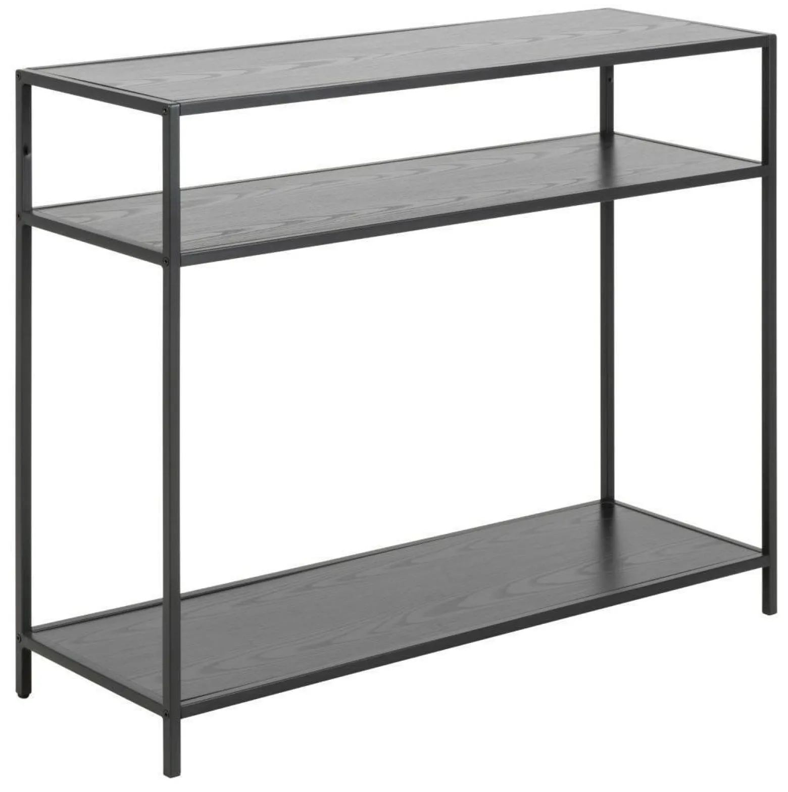 KONSOLA Seaford czarna 3 PÓŁKI Z MDF metalowa konstrukcja