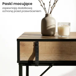 Konsola stolik loftowy MODENA 1 szuflada 80 cm Dąb Craft Czarne nogi