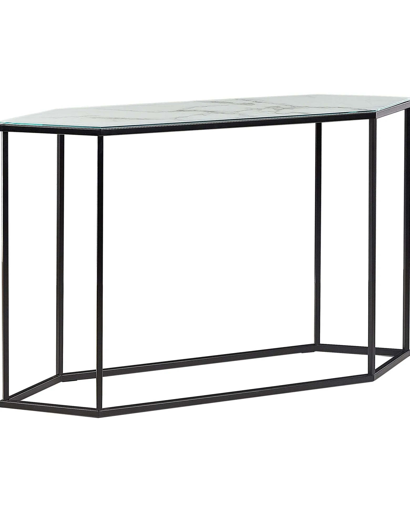 Konsola stolik 120 x 35 cm blat marmur biały czerń