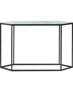 Konsola stolik 120 x 35 cm blat marmur biały czerń