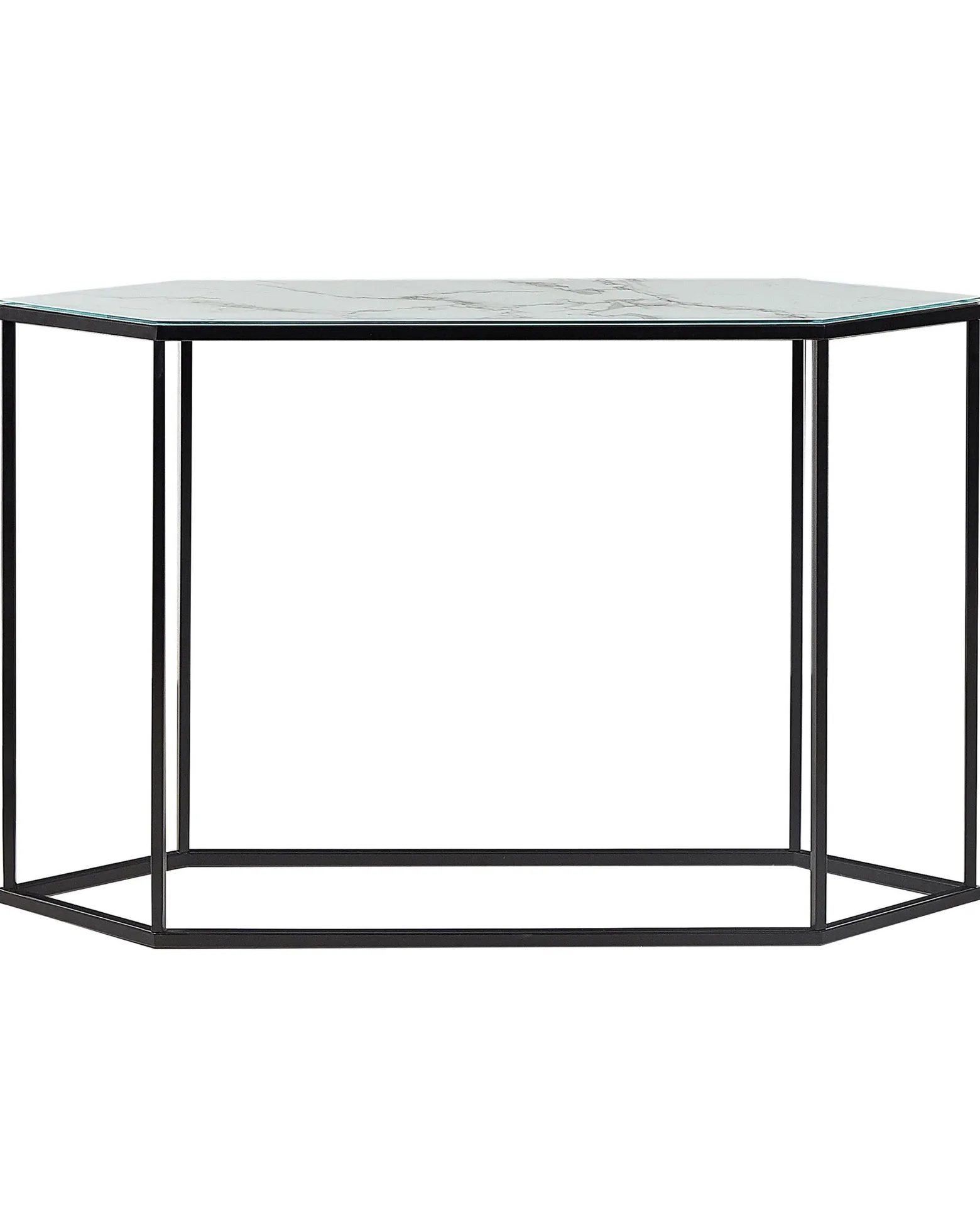 Konsola stolik 120 x 35 cm blat marmur biały czerń