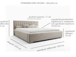 Łóżko Pikowane Beżowe Avanti + Pojemnik + Stelaż Drewno 180