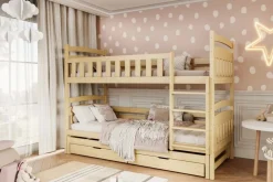 Łóżko piętrowe JULITA 160x80 sosna drewniane bez szuflady/bez materaca