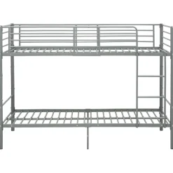 Łóżko piętrowe, szare, metalowe, 90 x 200 cm