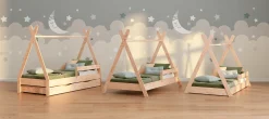 Łóżko podłogowe pojedyncze drew. TIPI FLOOR Białe SMARTWOOD®