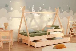 Łóżko pojedyncze z szufladą drewniane TIPI DRAWER SMARTWOOD®