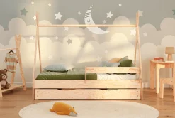 Łóżko pojedyncze z szufladą drewniane TIPI DRAWER SMARTWOOD®