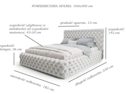 Łóżko Styl Chesterfield Figo Extra Czarne Stelaż Metal 160