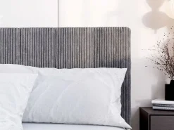Łóżko STYLE z materacem białe, tapicerowany szary zagłówek 90x200