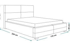 Łóżko sypialniane 90x200 BEN 3- szare - tkanina plusz