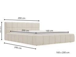 Łóżko tapicerowane ALICANTE 160x200 beżowe z pojemnikiem