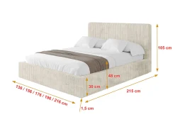 Łóżko tapicerowane bez materaca + pojemnik ALOVA-V1 120x200 Beżowy