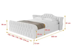Łóżko tapicerowane bez materaca + pojemnik ZORA-v1-Z-120x200 cm Biały