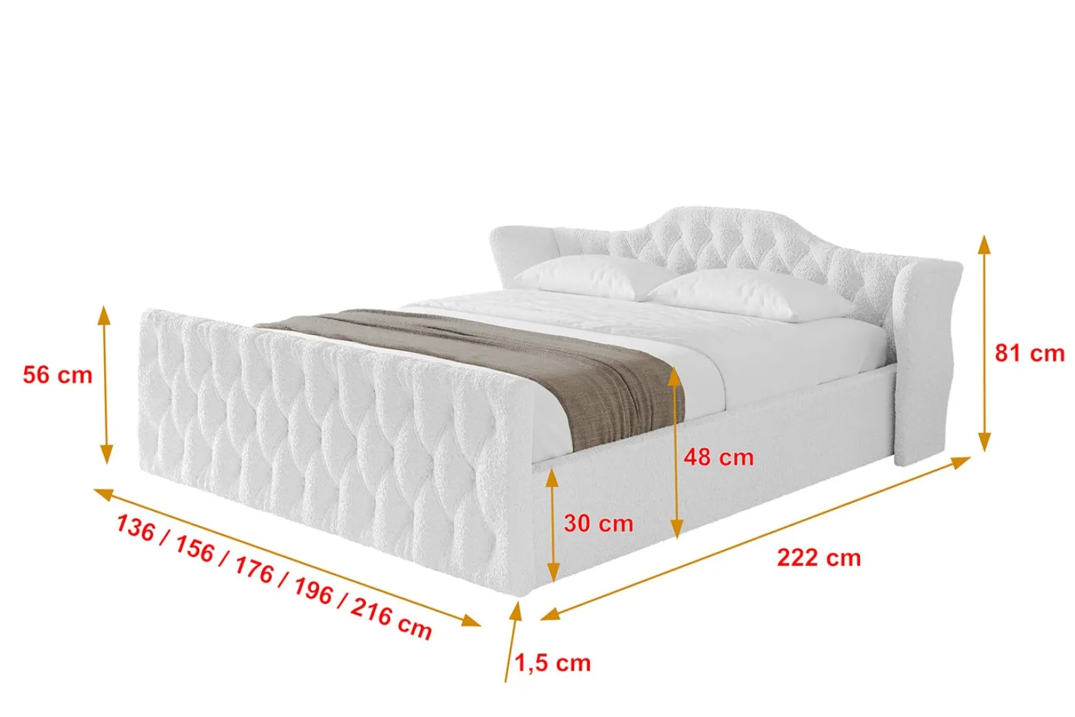 Łóżko tapicerowane bez materaca + pojemnik ZORA-v1-Z-120x200 cm Biały