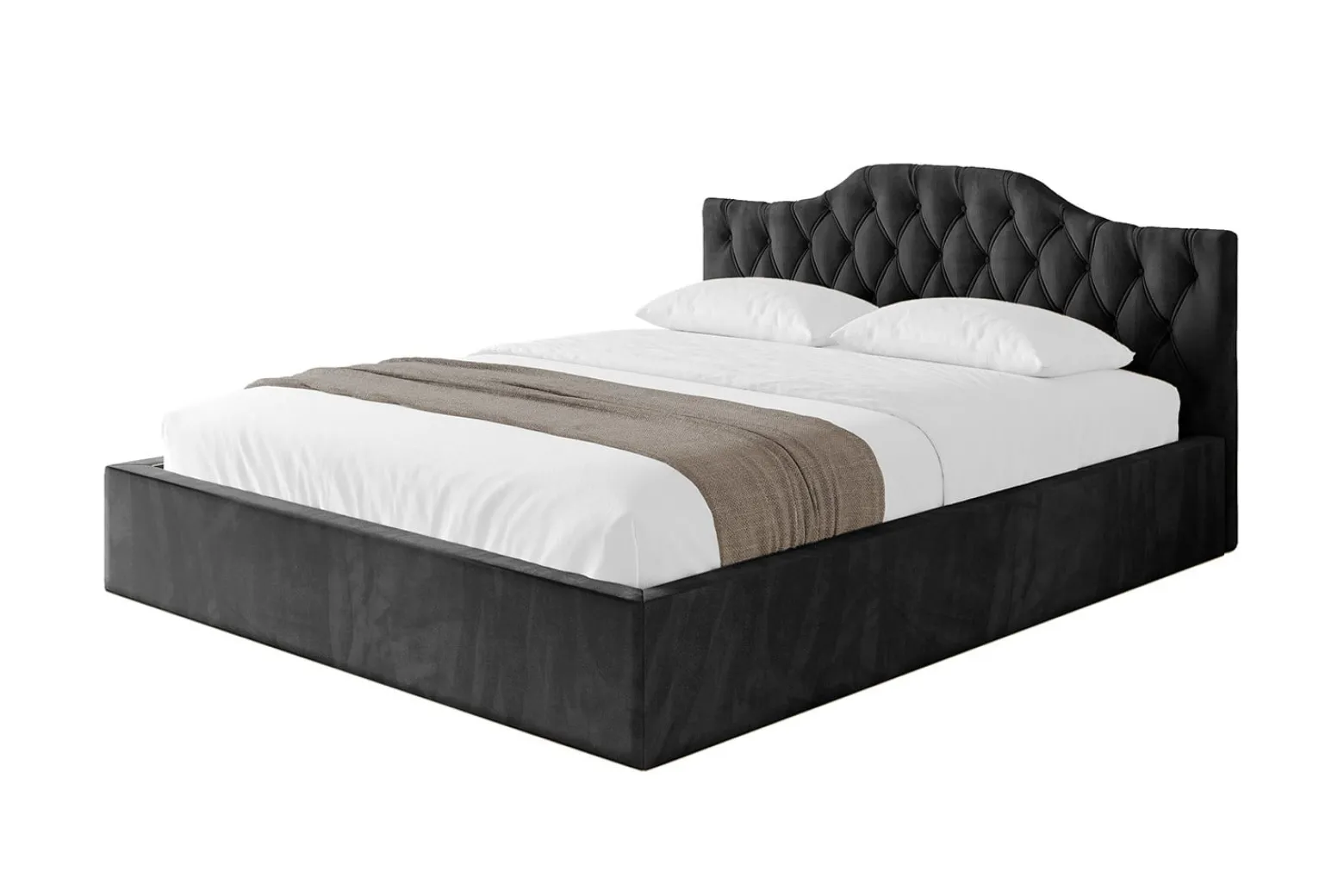 Łóżko tapicerowane bez materaca + pojemnik FALIO-v1 - 120x200 cm Czarny