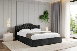Łóżko tapicerowane bez materaca + pojemnik FALIO-v1 - 120x200 cm Czarny