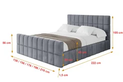 Łóżko tapicerowane bez materaca + pojemnik AMEA-Z-120x200 cm Szary