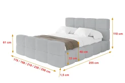Łóżko tapicerowane bez materaca + pojemnik NATA-Z - 120x200 cm Szary