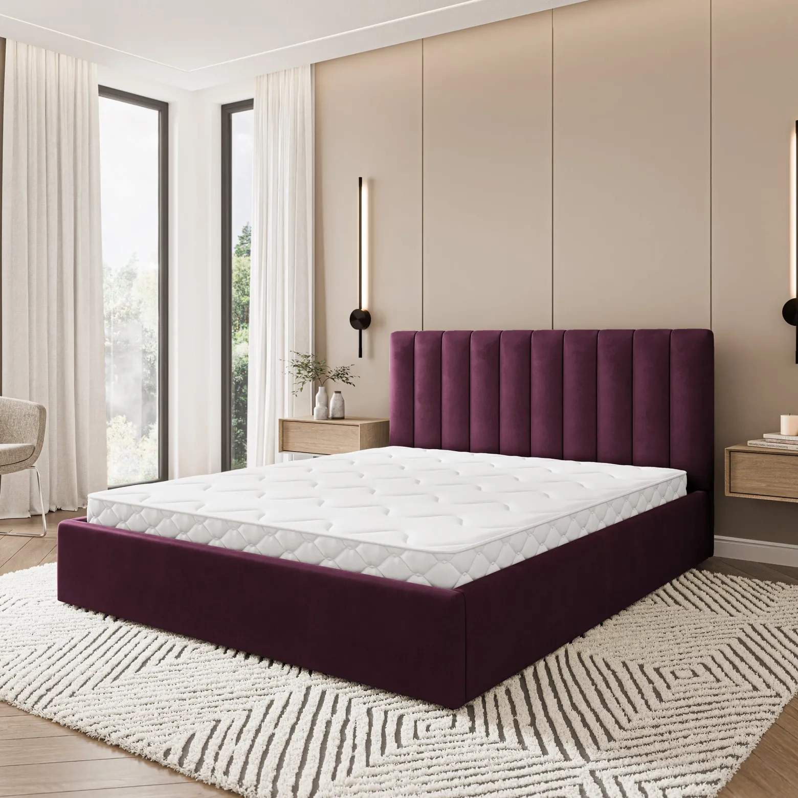 Łóżko Tapicerowane DEMERA MGV z topperem 120x200 cm