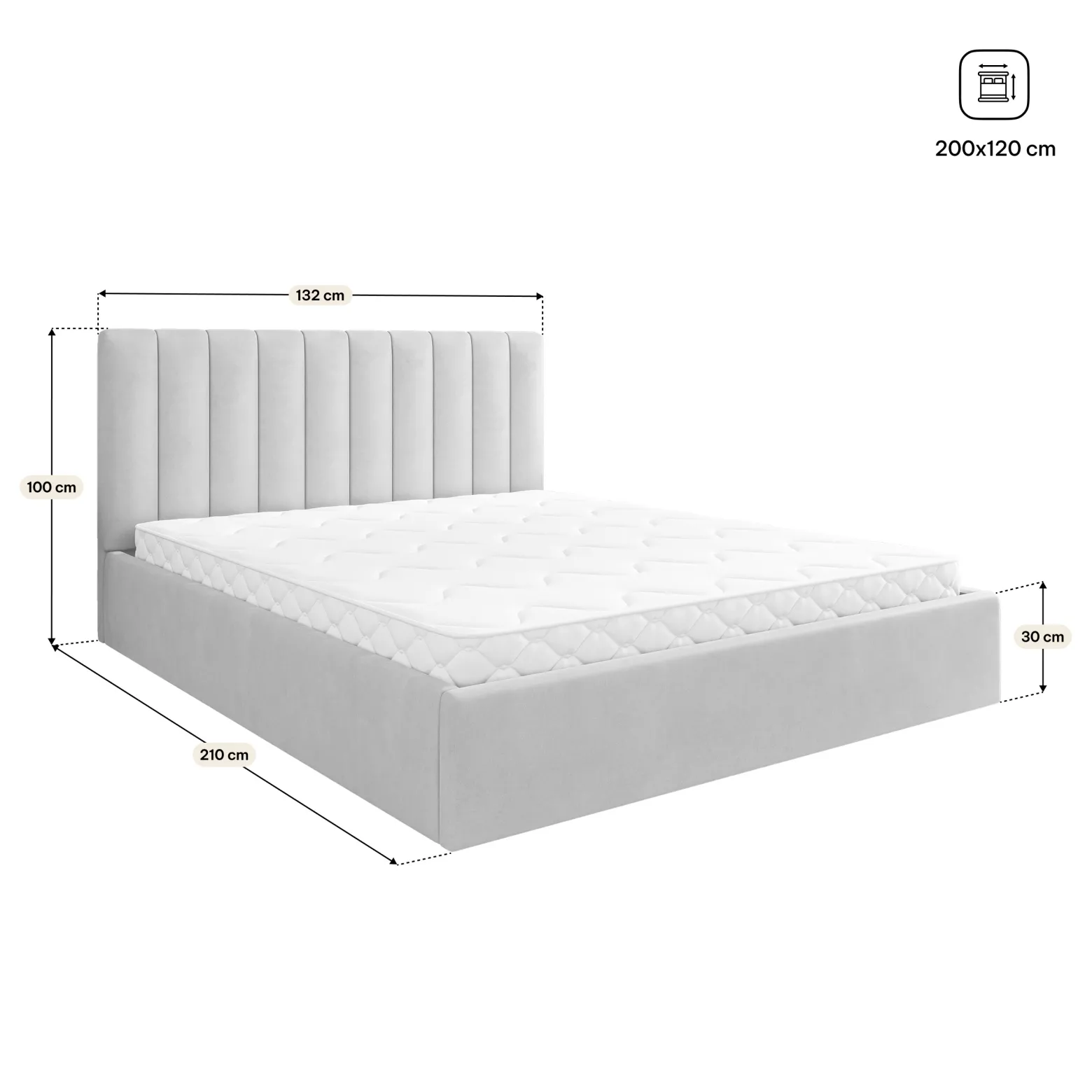 Łóżko Tapicerowane DEMERA MGV z topperem 120x200 cm