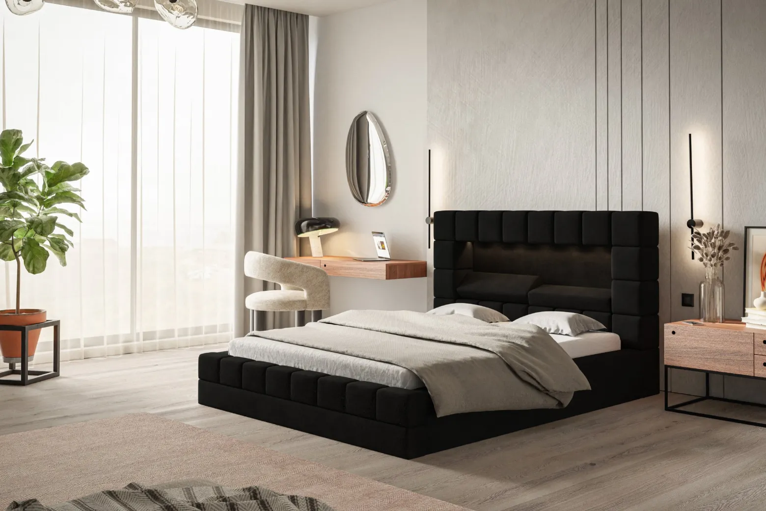 Łóżko tapicerowane HILTON LED 120x200 ze stelażem metalowym