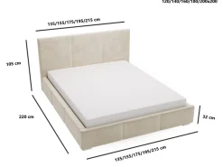 Łóżko tapicerowane LINCOLN 200x200 szare z pojemnikiem