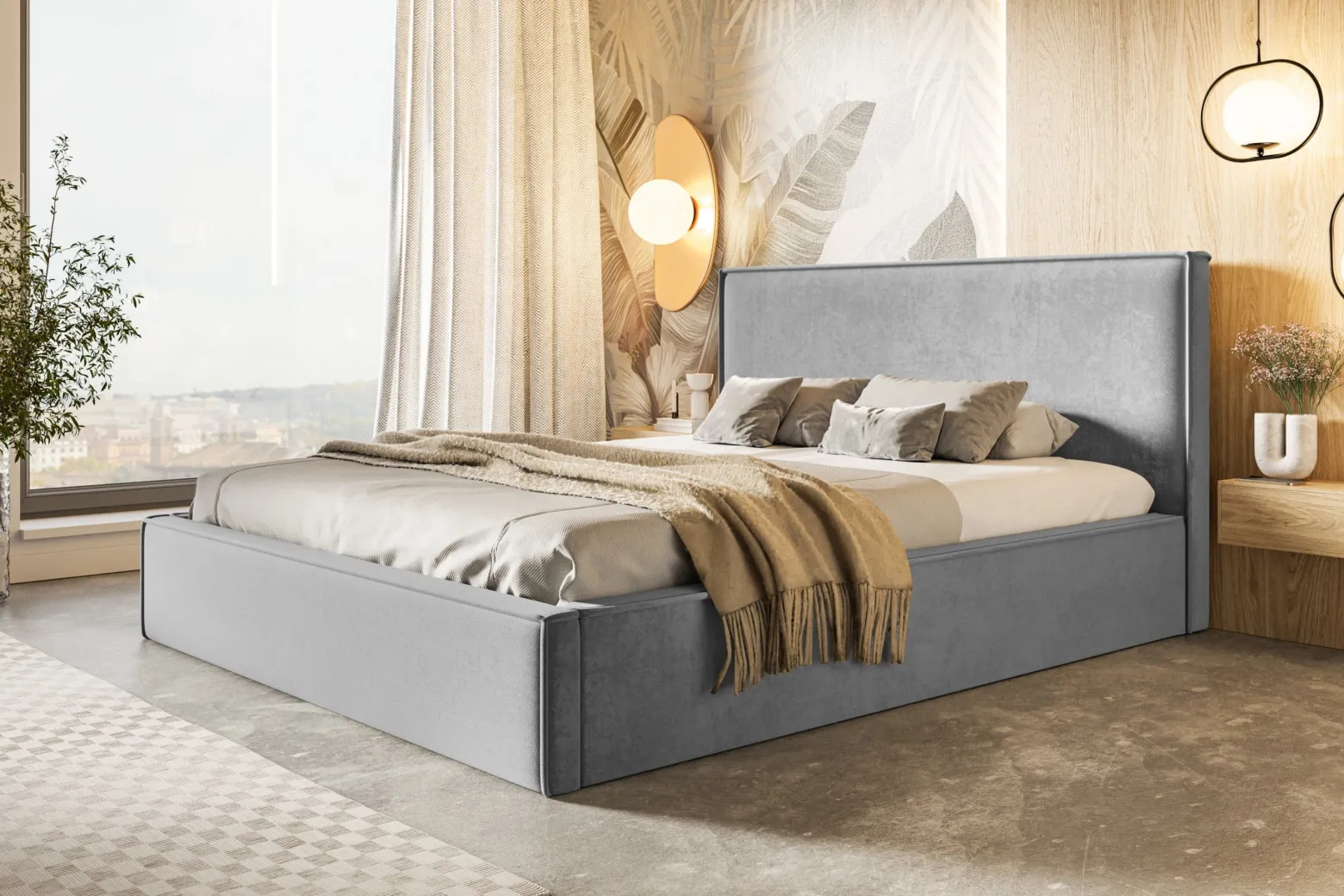 Łóżko tapicerowane Milano Slim 90x200 ze stelażem metalowym