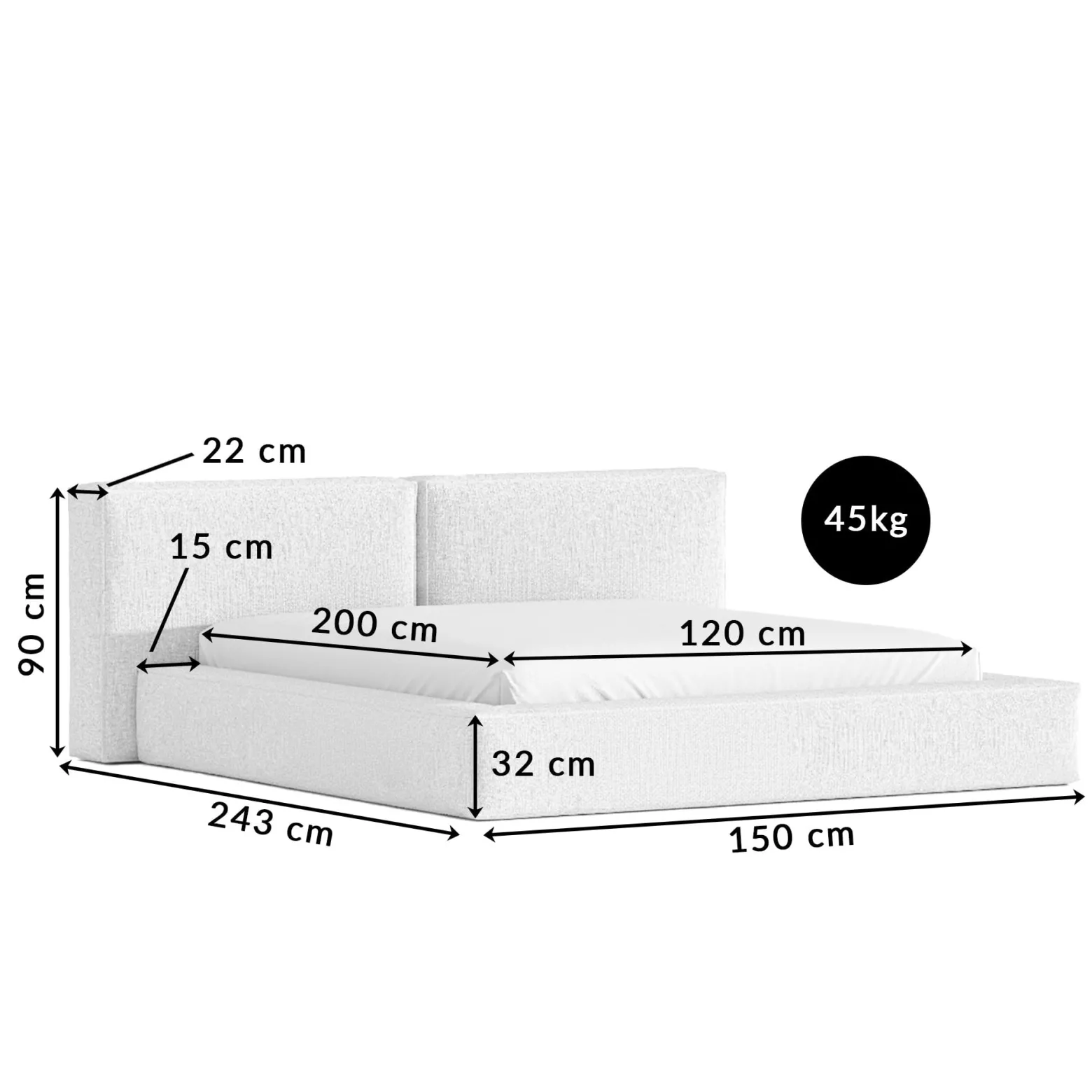 Łóżko Tapicerowane Noble 120X200 Stelaż Pojemnik Na Pościel Abriamo 02