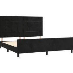 Łóżko tapicerowane rama łóżka ze stelażem czarne aksamitne 180x200 cm