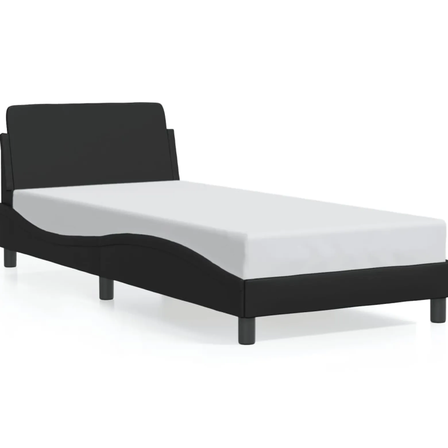 Łóżko tapicerowane rama łóżka ze stelażem czarne skóra sztuczna 80x200 cm