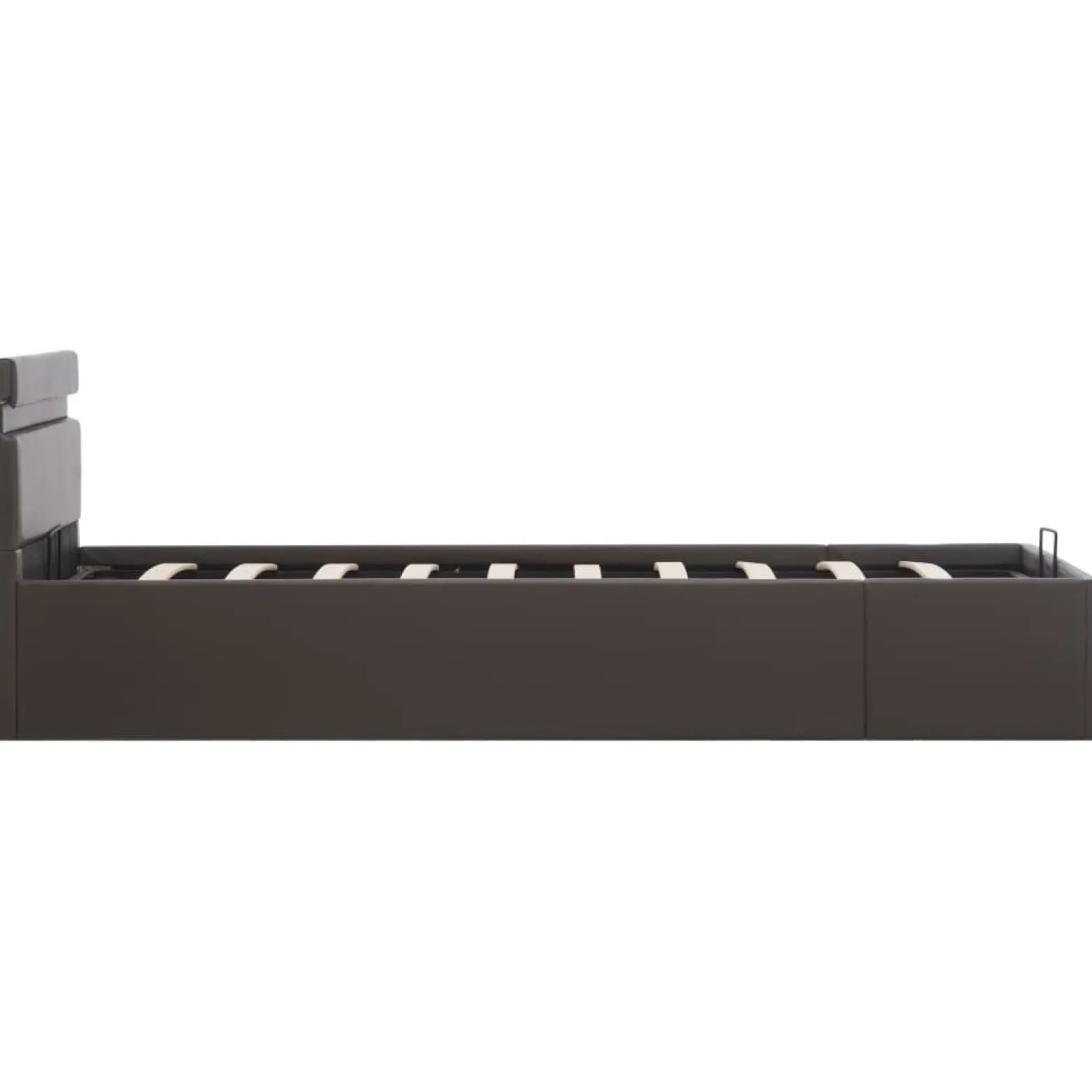 Łóżko tapicerowane rama łóżka ze stelażem szara skóra led 90 x 200 cm