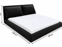 Łóżko tapicerowane Valentino 160x200 velvet czarne zagłówek stelaż