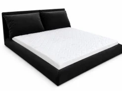 Łóżko tapicerowane Valentino 160x200 velvet czarne zagłówek stelaż