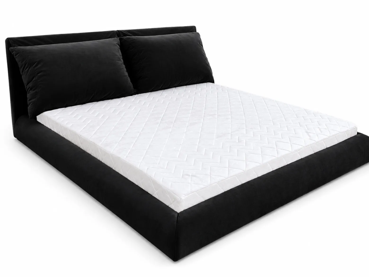 Łóżko tapicerowane Valentino 160x200 velvet czarne zagłówek stelaż