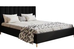 Łóżko tapicerowane 120x200 LUXO 2 na drewnianych nogach- czarne
