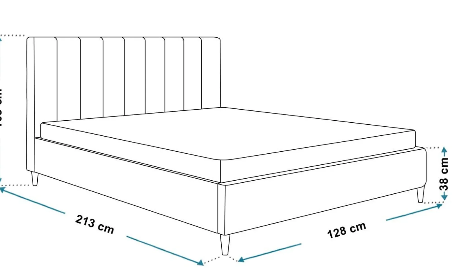 Łóżko tapicerowane 120x200 LUXO 2 na drewnianych nogach- czarne