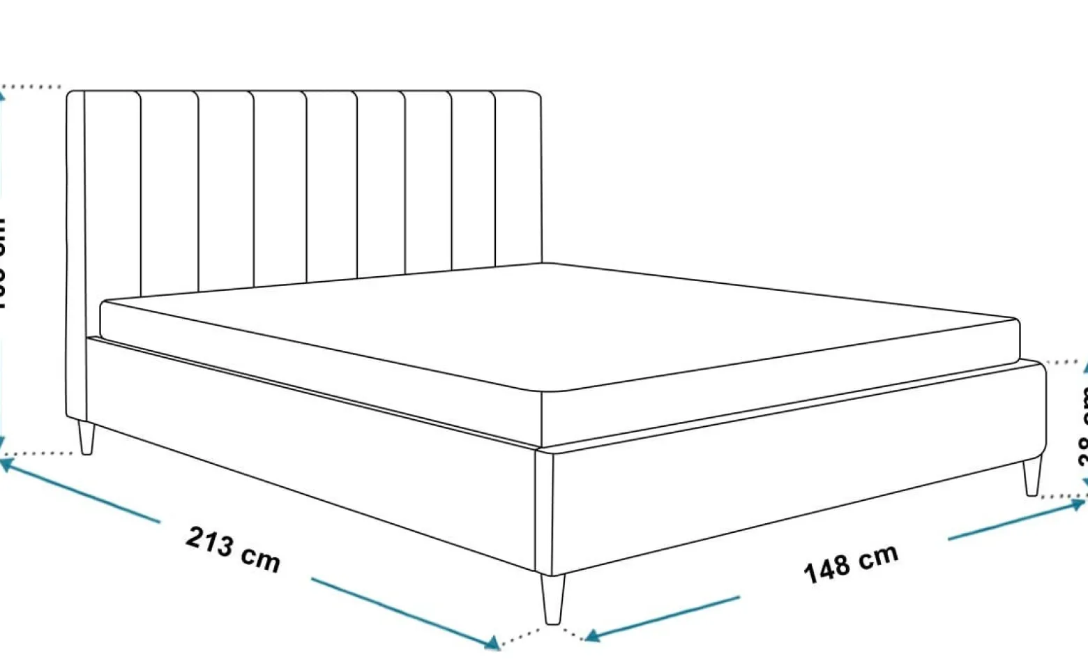 Łóżko tapicerowane 140x200 LUXO 2 na drewnianych nogach - butelkowa zieleń