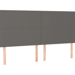 Łóżko Tapicerowane z Materacem Kontynentalne Szara Ekoskóra LED 160x200cm