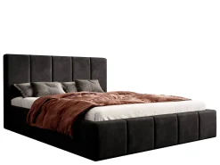 Łóżko tapicerowane z pojemnikiem SFG0114P | 140x200 | Welur | Czarny