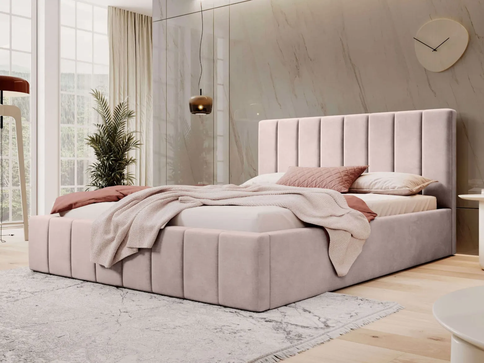 Łóżko tapicerowane z pojemnikiem SFG0116P | 140x200 | Beż 03