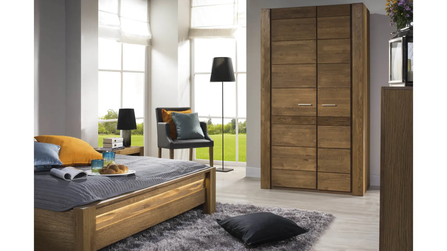 Łóżko Velvet B-76 160x200 masyw dąb rustical/nordic 101
