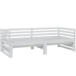 Łóżko wysuwane lite drewno sosnowe białe 2x(90x200) cm