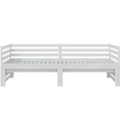 Łóżko wysuwane lite drewno sosnowe białe 2x(90x200) cm