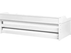 Łóżko wysuwane 90x200 drewniane białe i różowe