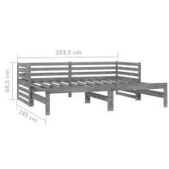 Łóżko wysuwane 2 x (90x200) cm szare lite drewno sosnowe