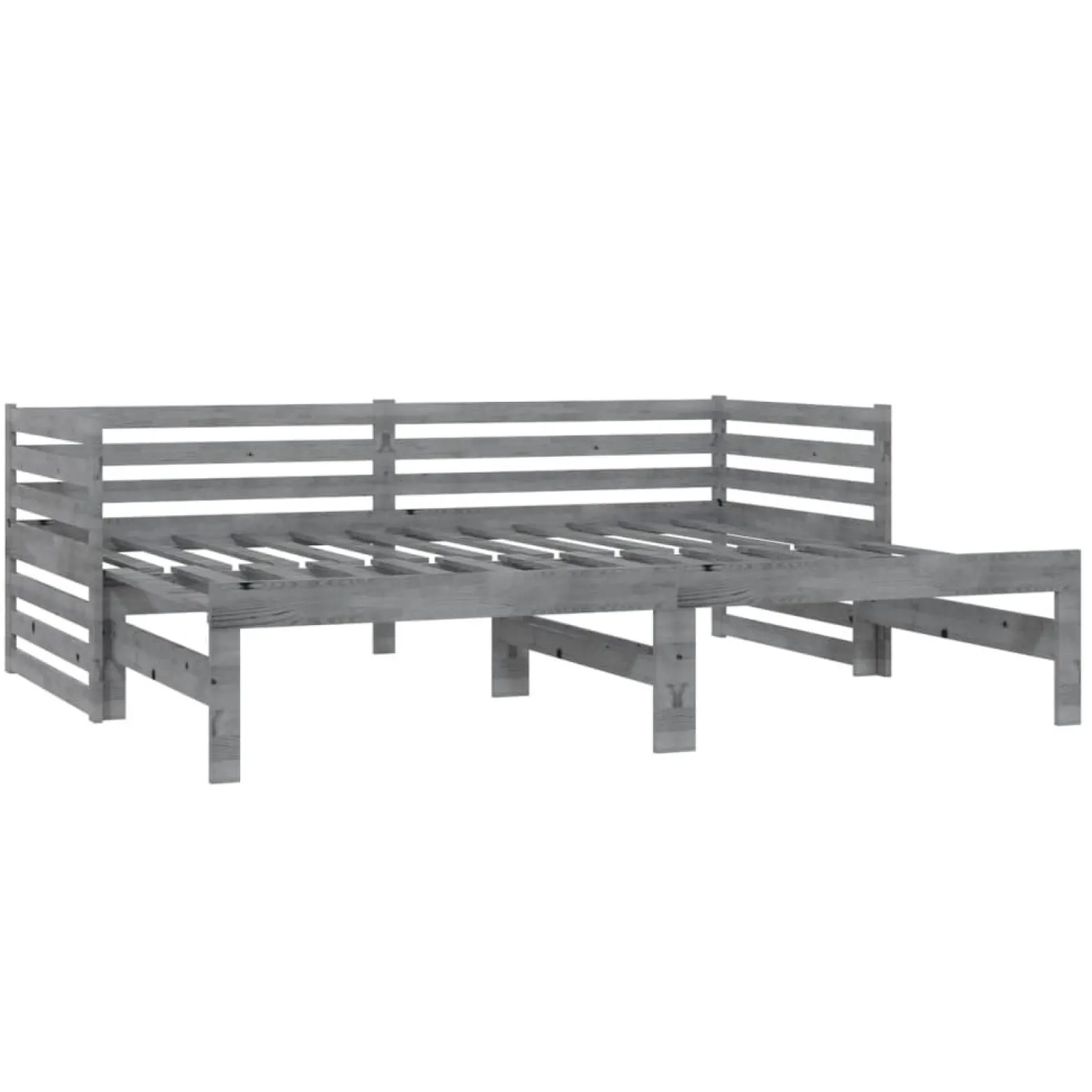 Łóżko wysuwane 2 x (90x200) cm szare lite drewno sosnowe