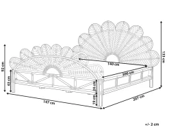 Łóżko 140x200 cm rattan wezgłowie jasne drewno