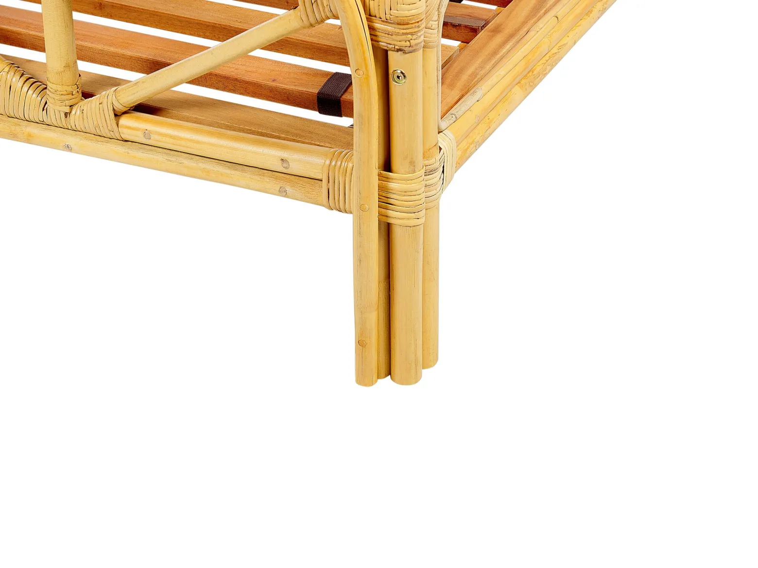 Łóżko 140x200 cm rattan wezgłowie jasne drewno