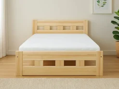 Łóżko 140x200 drewniane BOND, kolor sosnowy, stelaż